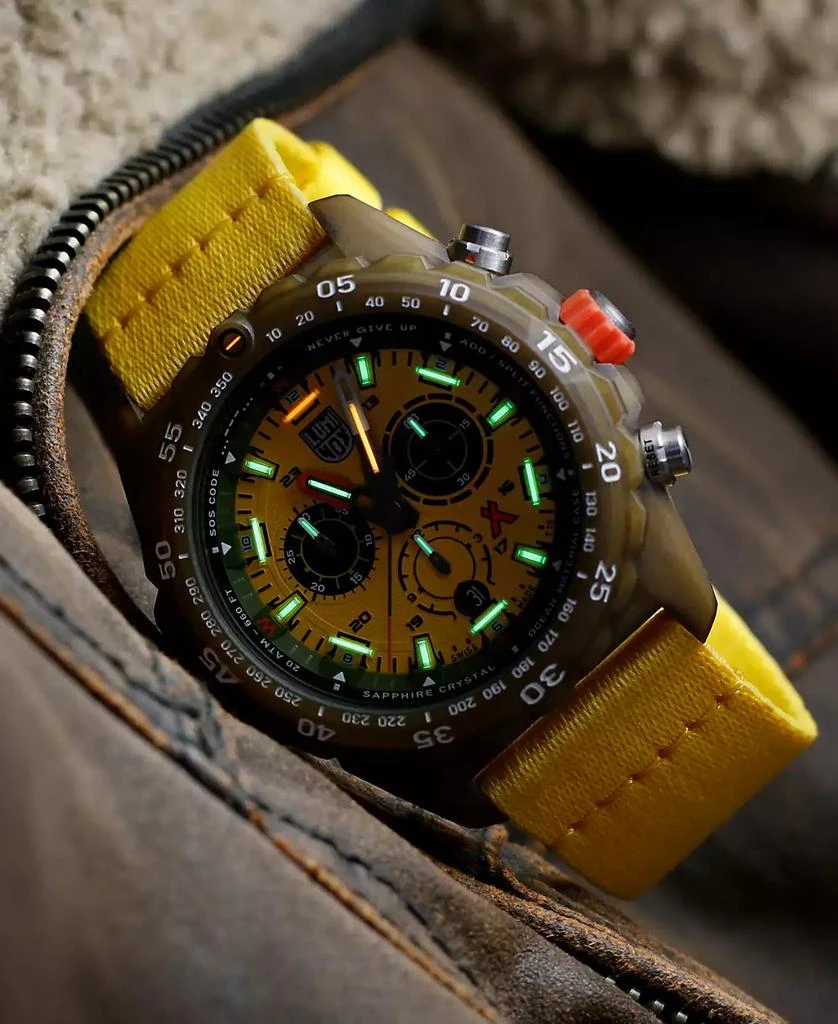 Luminox Men's Swiss Chronograph Bear Grylls Survival Eco Master Series Yellow Strap Watch 45mm 4
