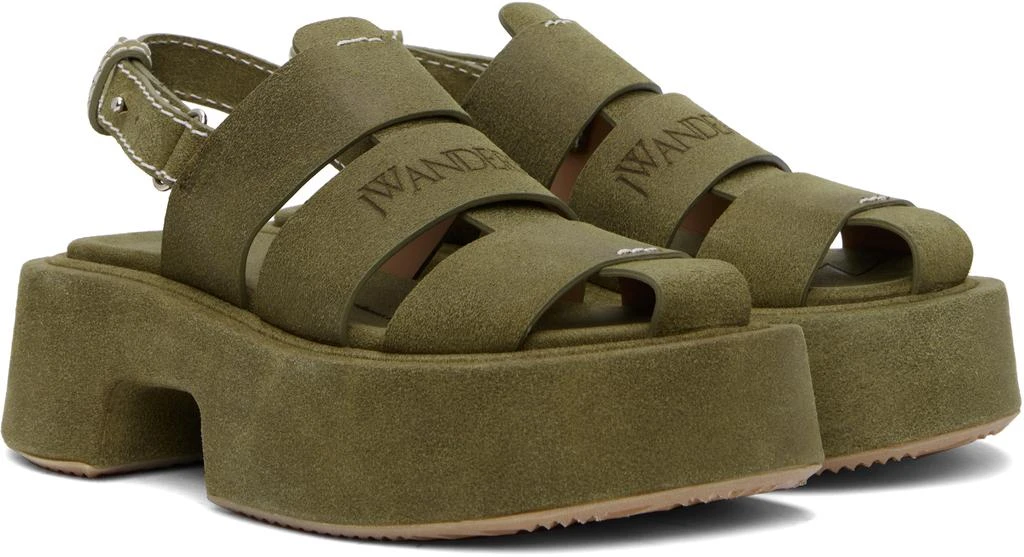 JW Anderson Green Suede Platform Fisherman Sandals 4