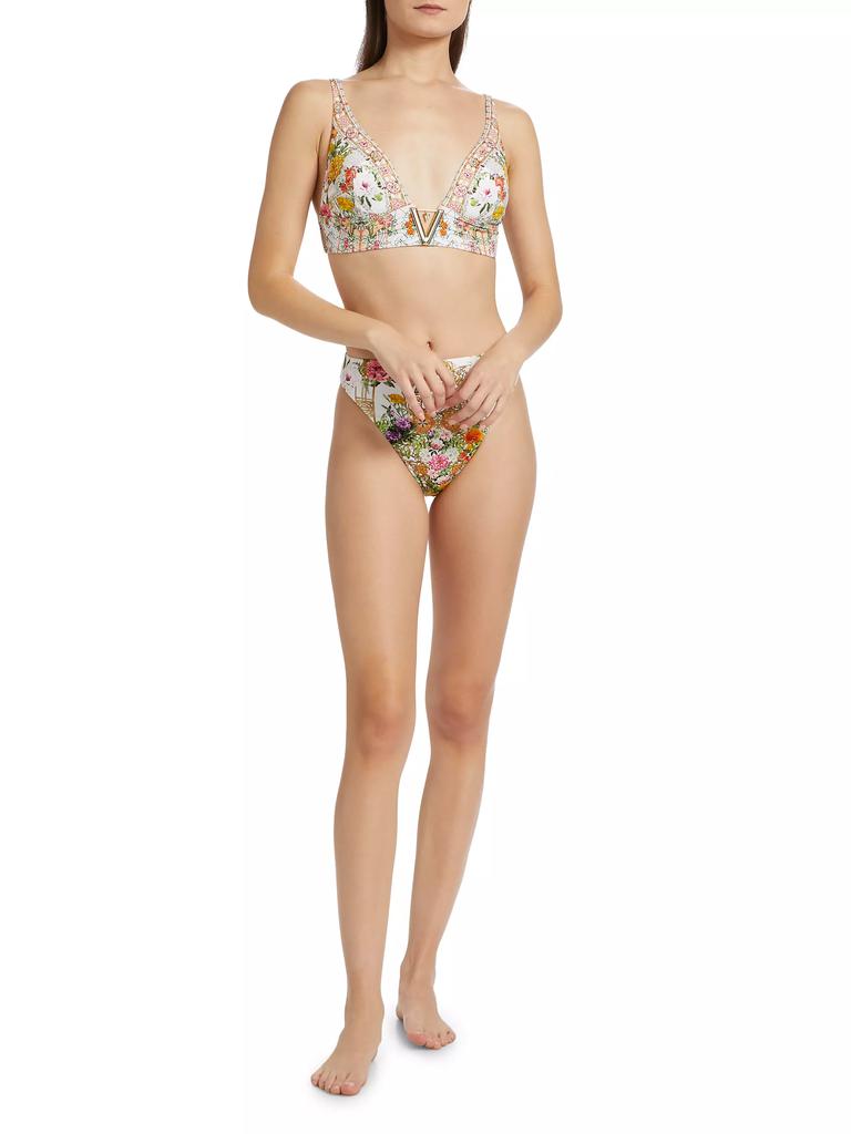 Camilla V-Neck Hardware Bikini Top