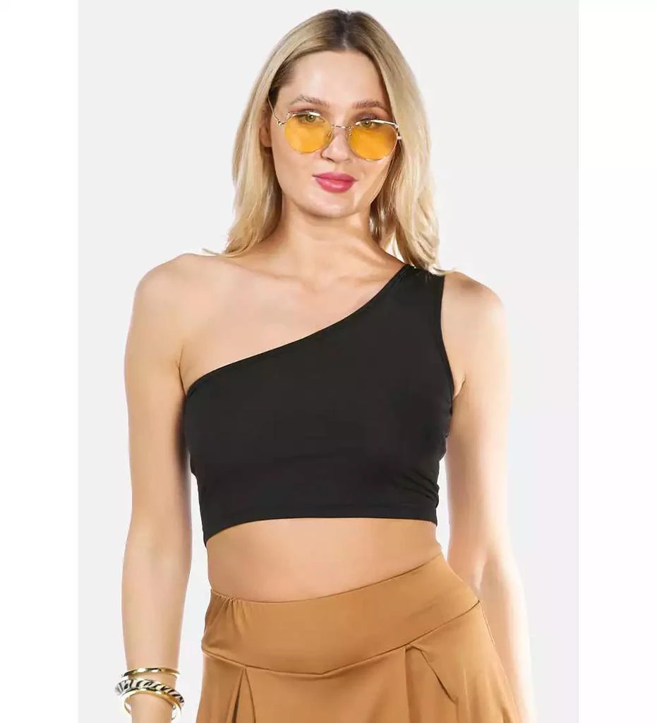 London Rag One Shoulder Knitted Crop Top