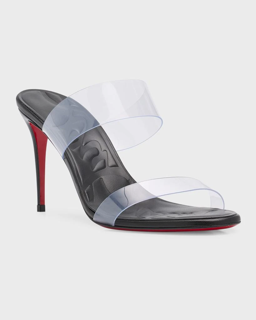 Christian Louboutin Gray Slide Sandals with Red Sole Christian Louboutin Just Loubi Clear Red Sole Slide Sandals  main image 2