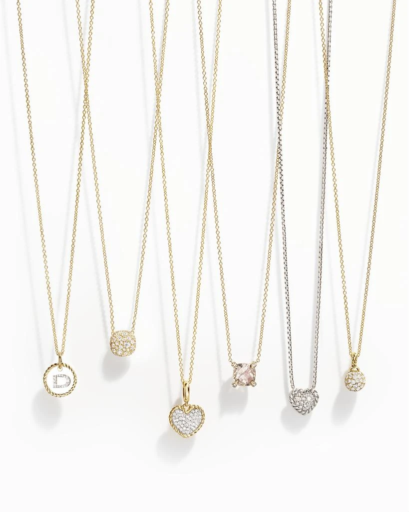 David Yurman 18k Yellow Gold Diamond Cushion Pendant Necklace 2