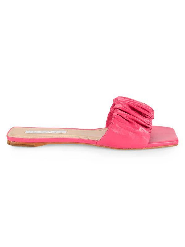 Saks Fifth Avenue Scrunch Leather Flat Sandals 1