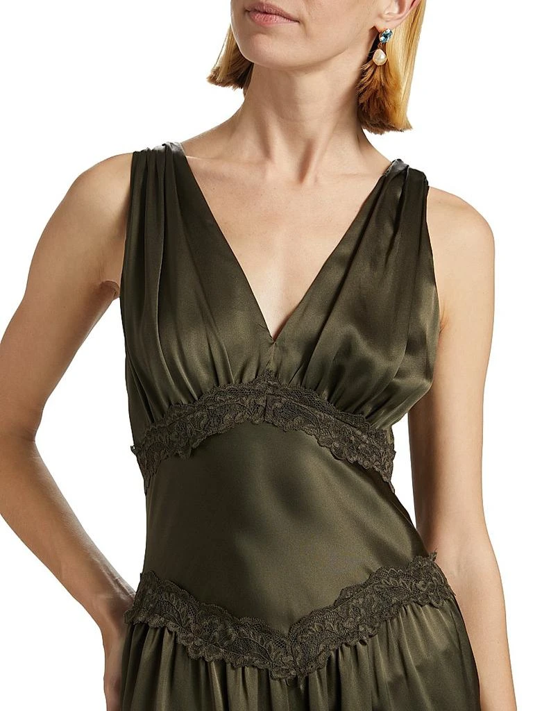Reformation Stasia Lace-Trim Silk Dress 6