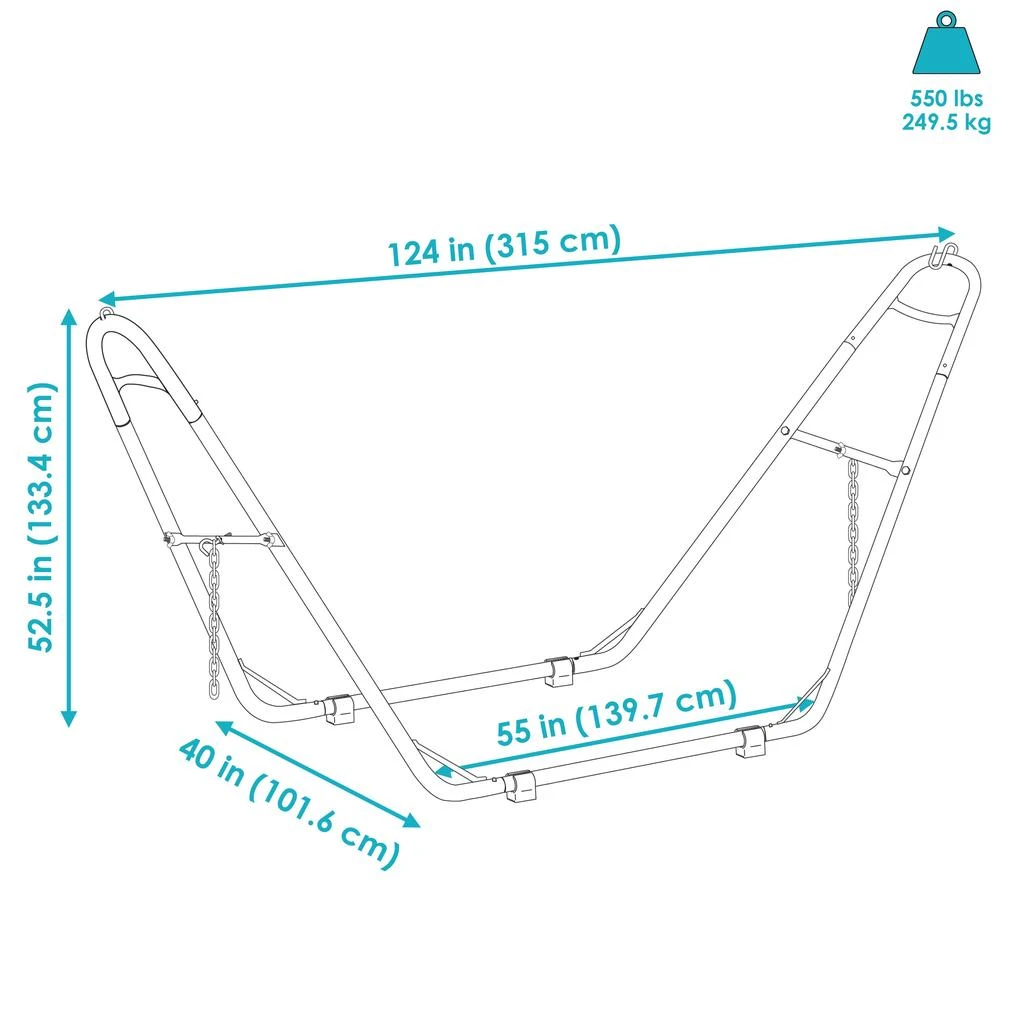 Sunnydaze Heavy-Duty Universal Multi-Use Heavy-Duty Steel Hammock Stand for 9 to 14 Feet Hammocks - 550 lb Weight Capacity 5