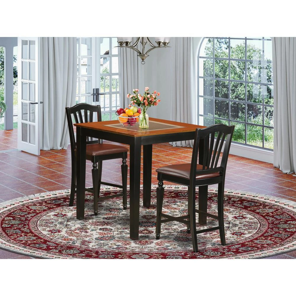 East West Furniture 3  Pc  counter  height  Table  and  chair  set  -  high  top  Table  and  2  Chairs.