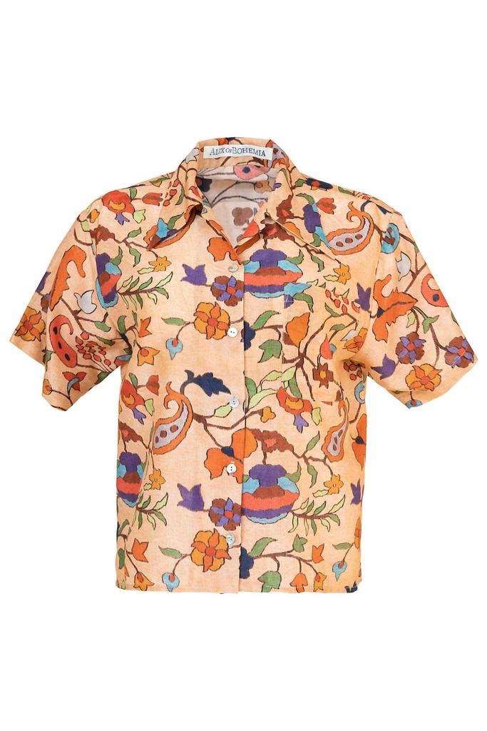 Alix of Bohemia Lilo Shirt In Gardenia Print Orange 3