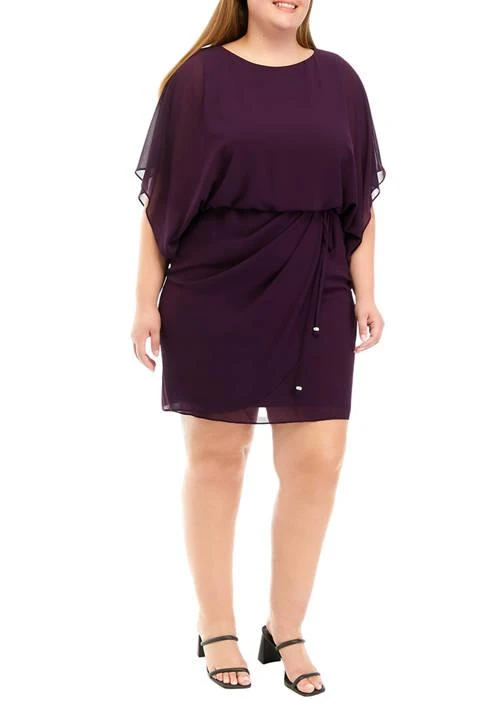 Jessica Howard Howard Plus Size Solid Blouson Dress 1