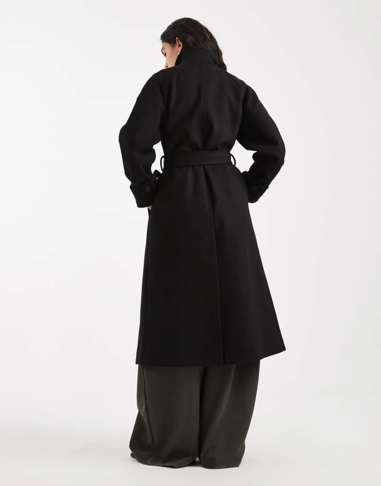 ASOS ASOS DESIGN funnel neck longline formal trench coat in black 4
