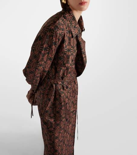 Dries Van Noten Printed silk satin trench coat 5