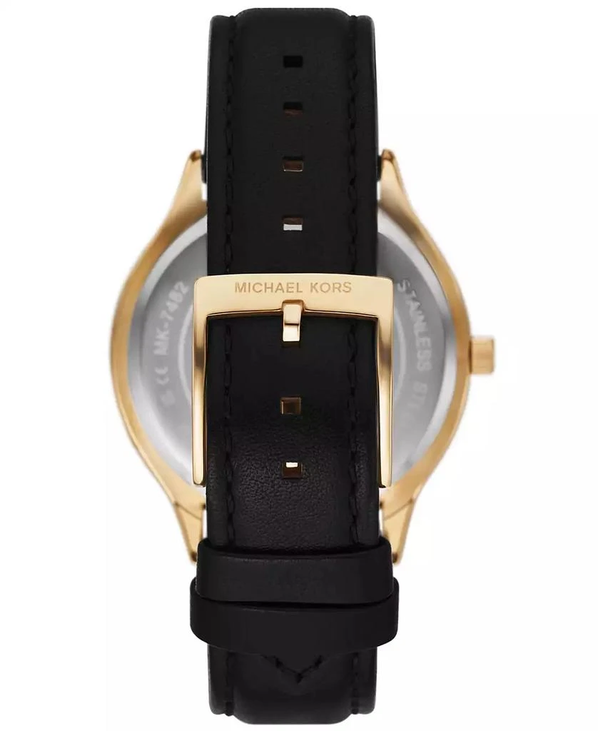 Michael Kors Women's Slim Runway Three-Hand Black Leather Watch 38mm 3