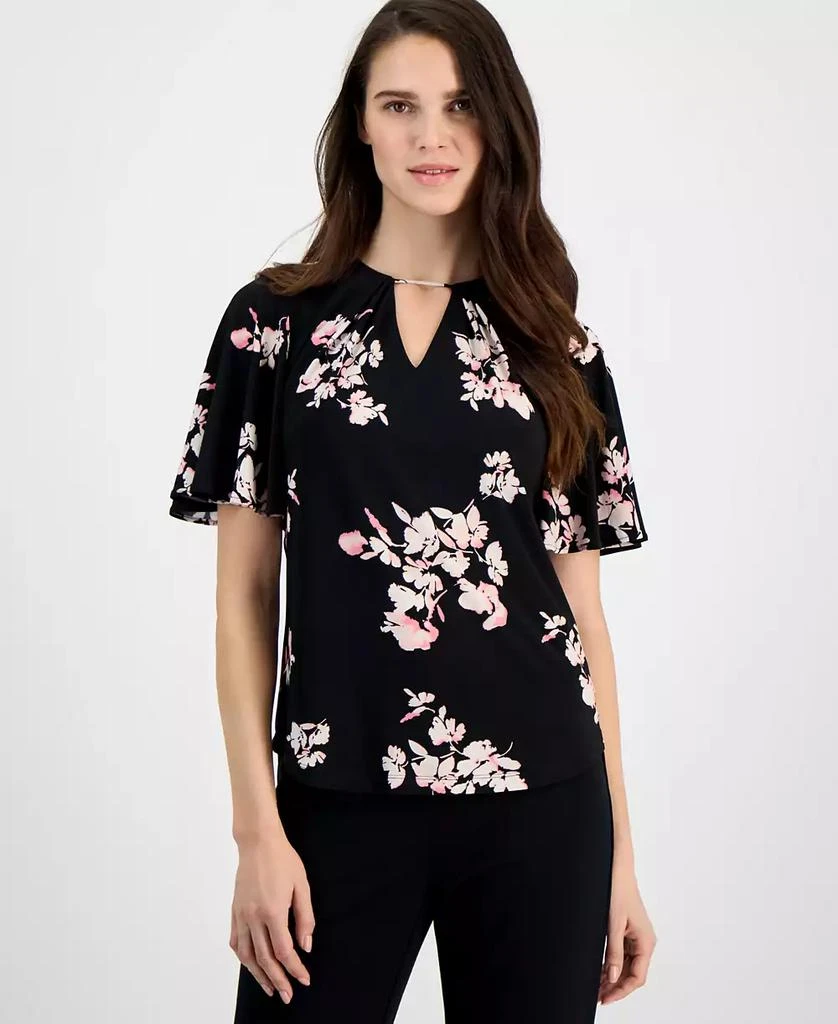 Anne Klein Women's Printed Short-Bell-Sleeve Blouse 1