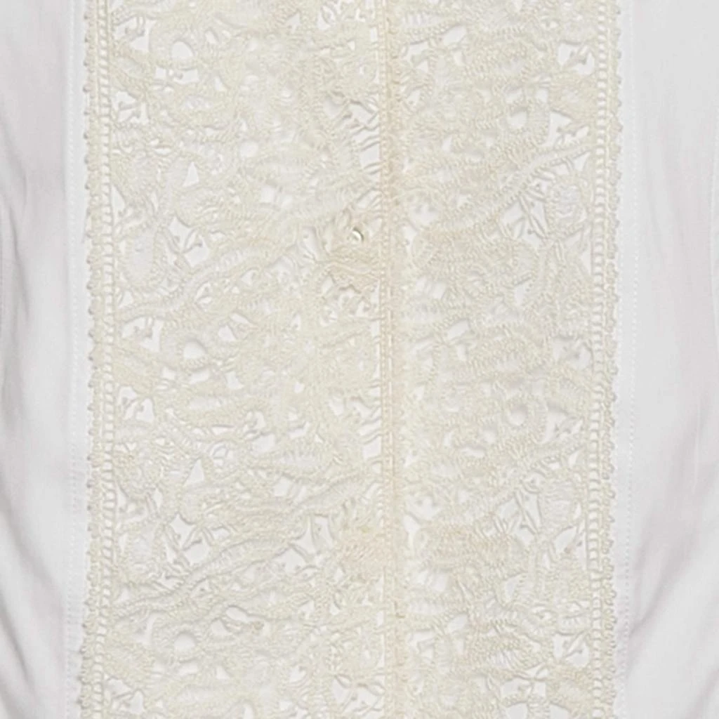 Dior Dior White Cotton Lace Overlay Button Front Plastron M 4