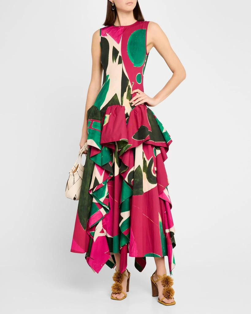 Ulla Johnson UJ x Lee Krasner Mural Sleeveless Ruffle Dress 2