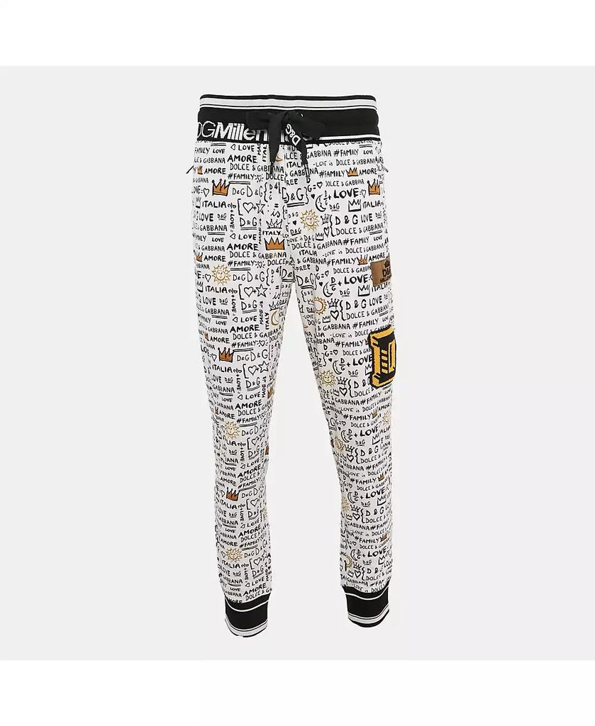 Pre-Owned Dolce & Gabbana Women's White Graffiti Print Jersey Cotton Knit Joggers