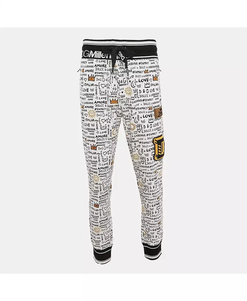 Pre-Owned Dolce & Gabbana Women's White Graffiti Print Jersey Cotton Knit Joggers 1