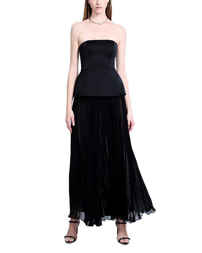 BCBG Strapless Peplum Gown