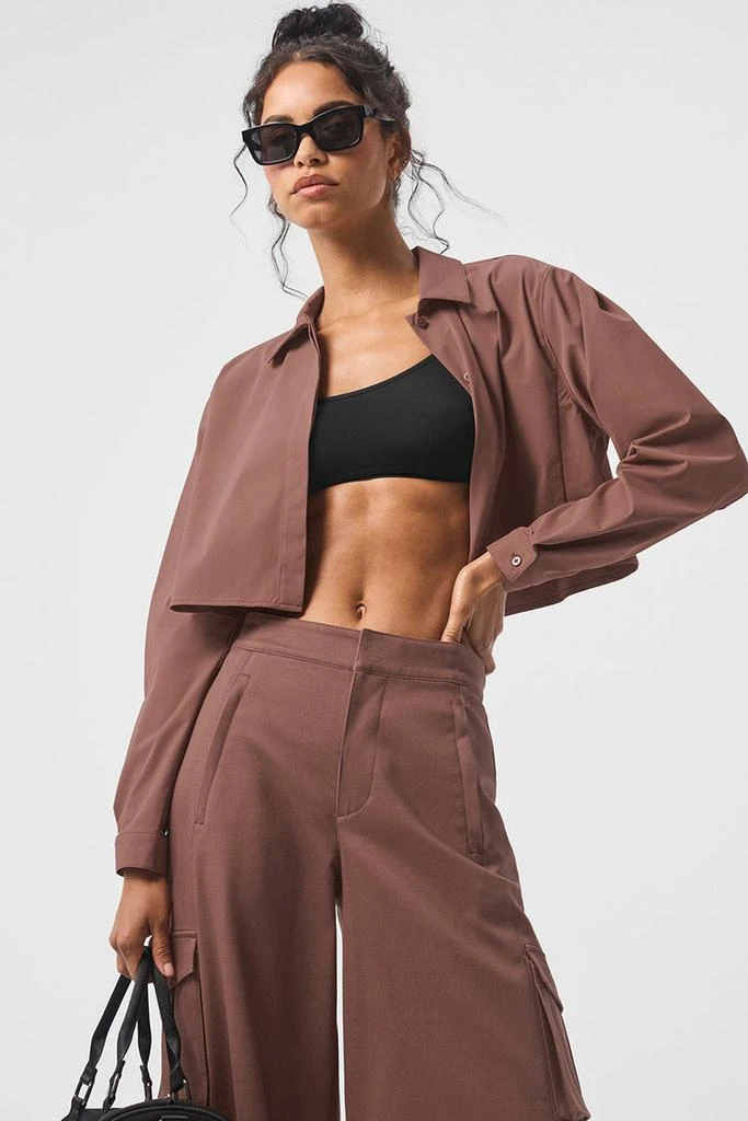 Alo Cropped Take Me Out Button Up - Chestnut 1