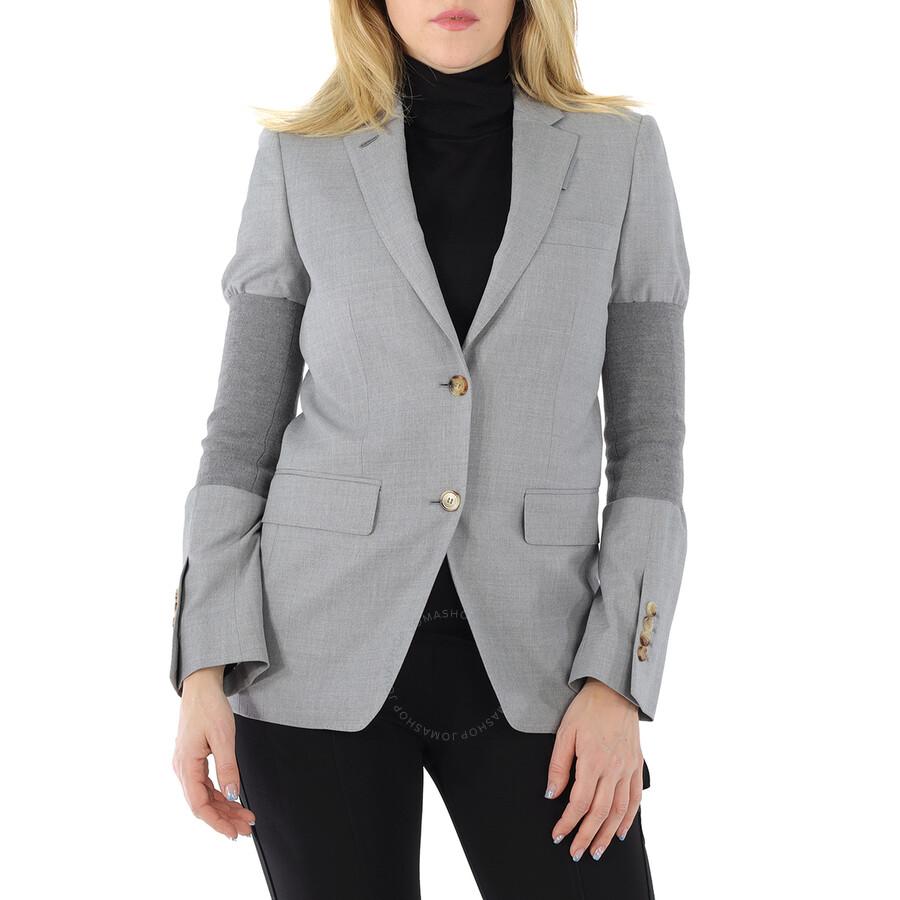 Burberry Ladies Ribbed-panel Single-breasted Wool Blazer Jacket