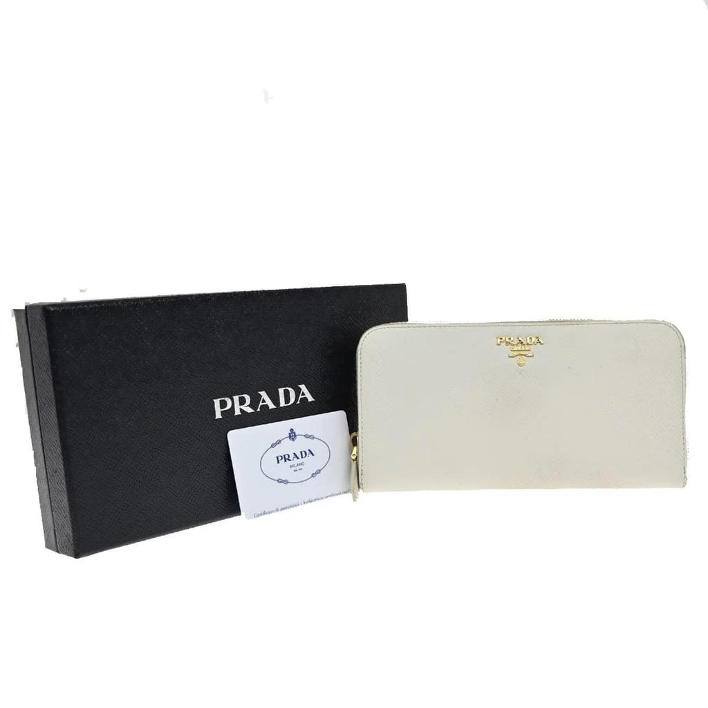 Prada Zip Around Tab Wallet Saffiano Leather Leather Wallets Accessory (Pre-Owned)