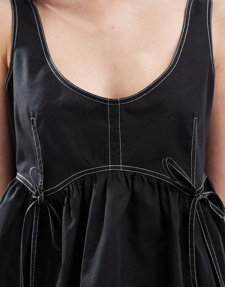 COLLUSION COLLUSION poplin smock top with tie detail in black 3