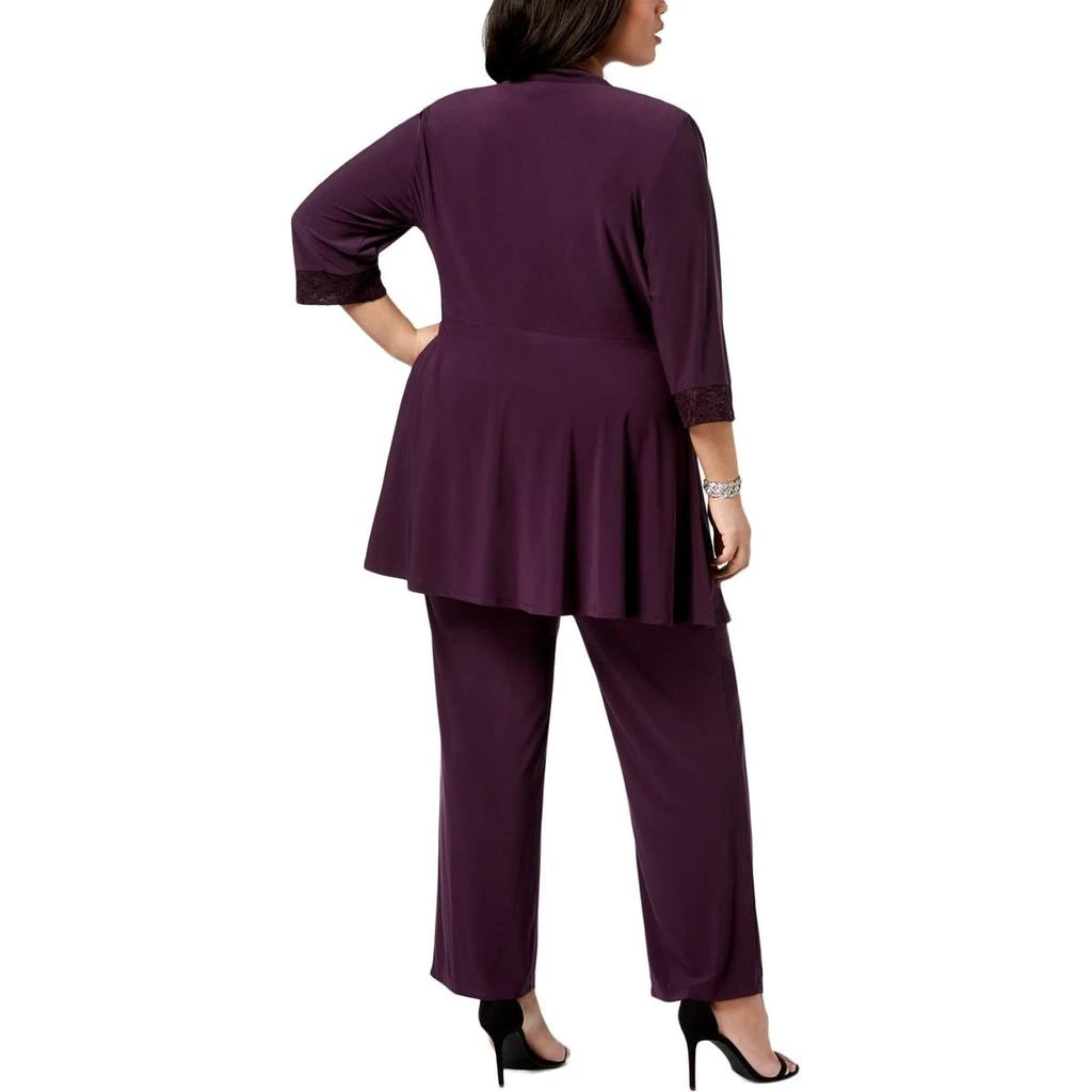 R&M Richards Plus Womens Embellished Lace Pant Suit 2