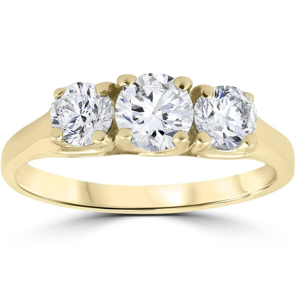 Pompeii3 1ct 3-Stone Diamond Engagement Ring 14K Yellow Gold Size Selectable