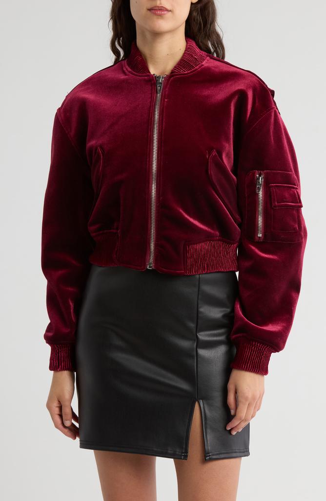 Blank NYC Velvet Crop Bomber Jacket