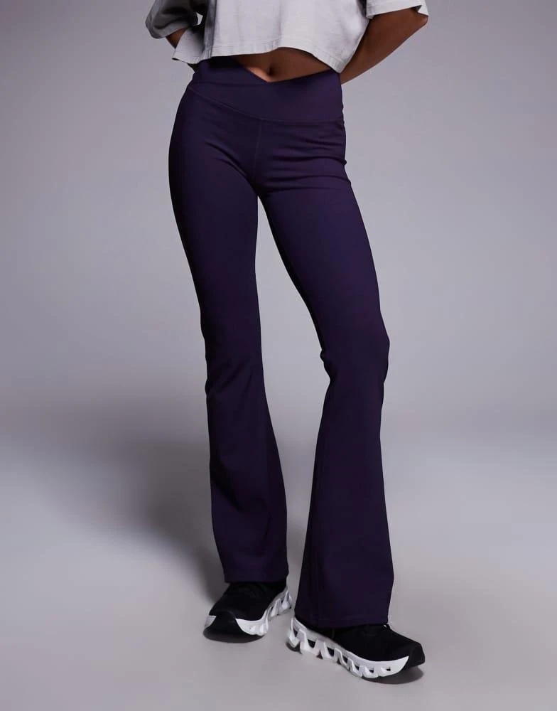 4505 4505 Petite micro rib wrap waist slim kick yoga legging in grape