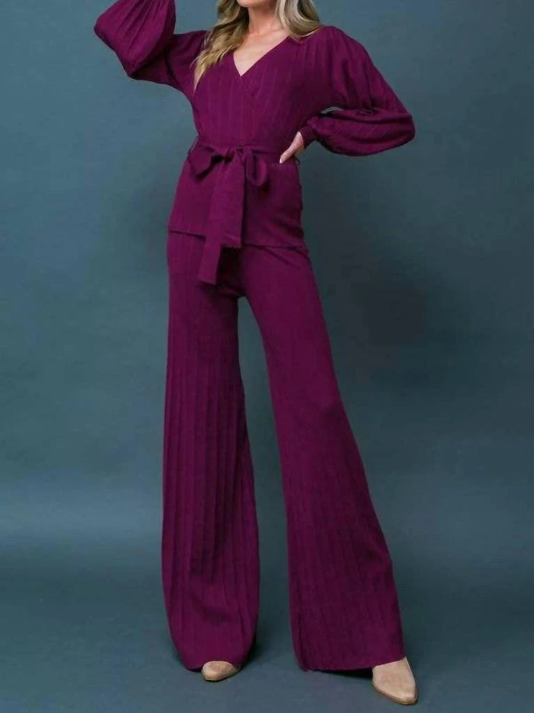 FLYING TOMATO Flying Tomato - Sweater Knit Top And Pant Set 1