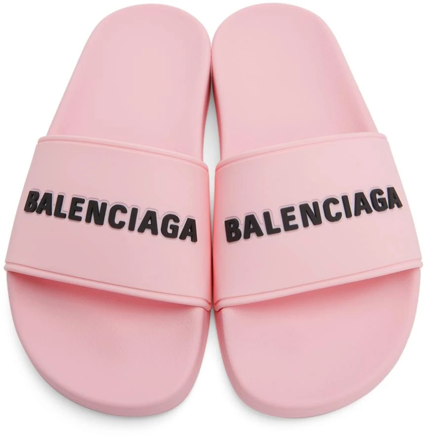 Balenciaga Pink Logo Pool Slides 5