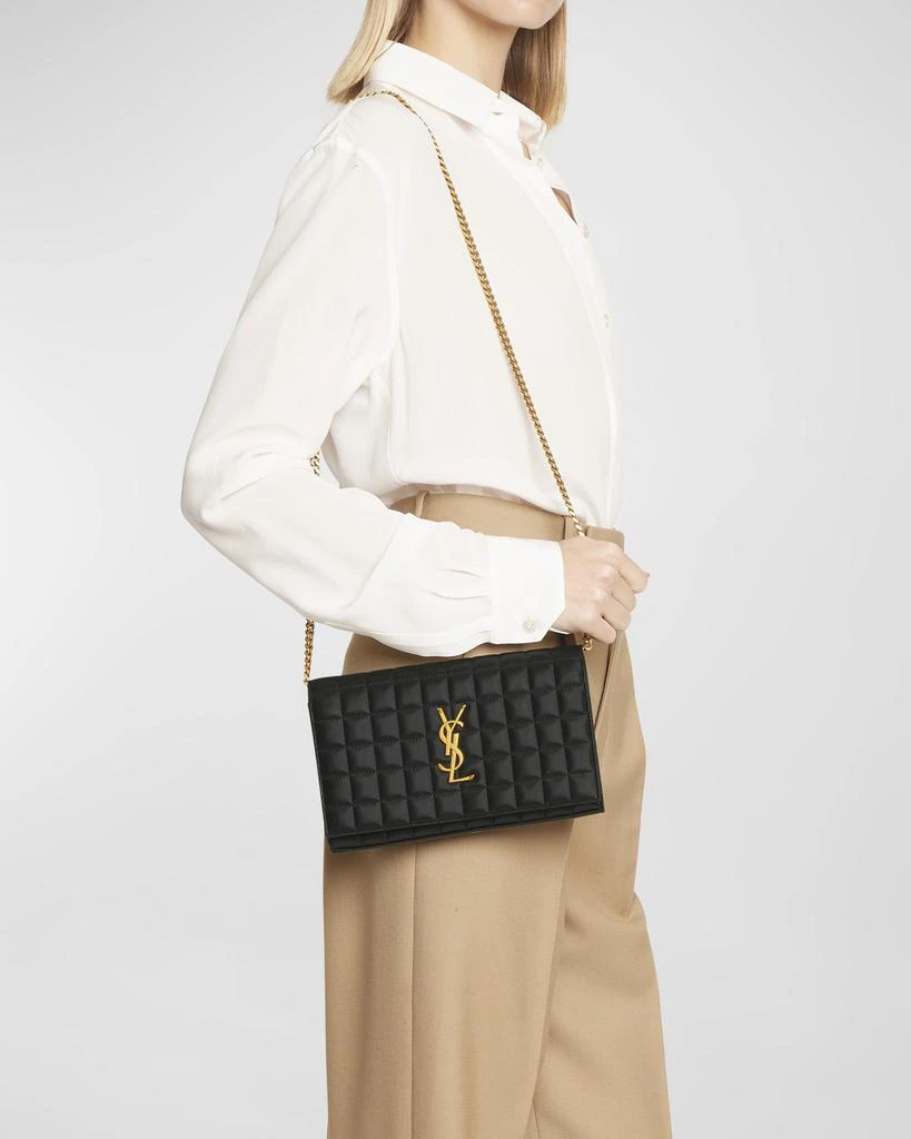 Yves Saint Laurent Cassandre YSL Wallet on Chain in Quilted Smooth Leather 2