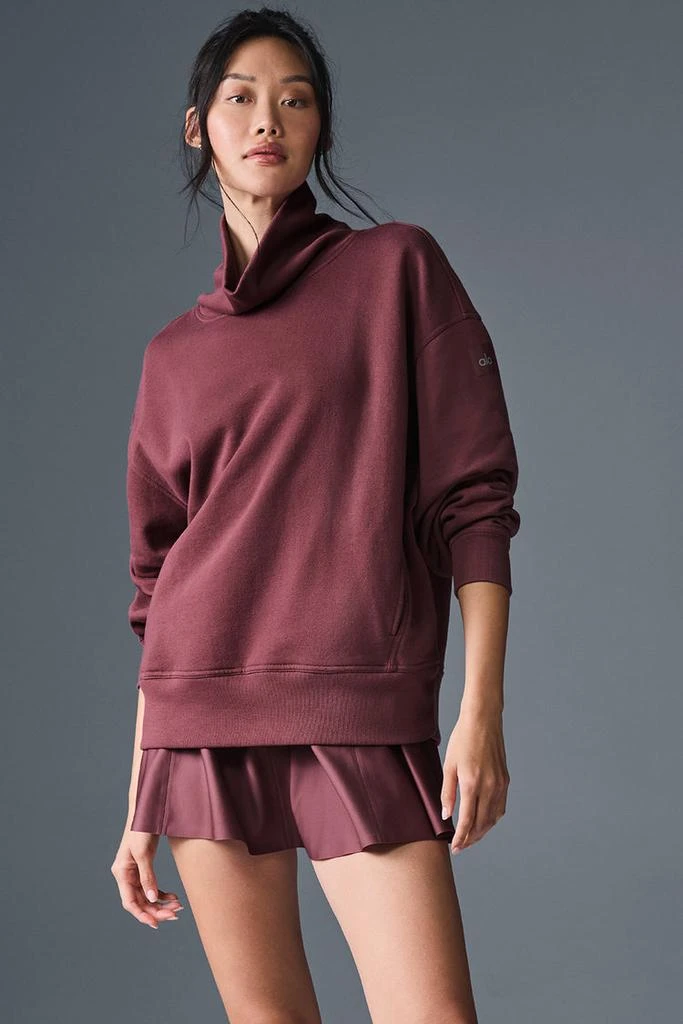 Alo Hazy Mock Neck Pullover - Dark Athletic Heather Grey 4