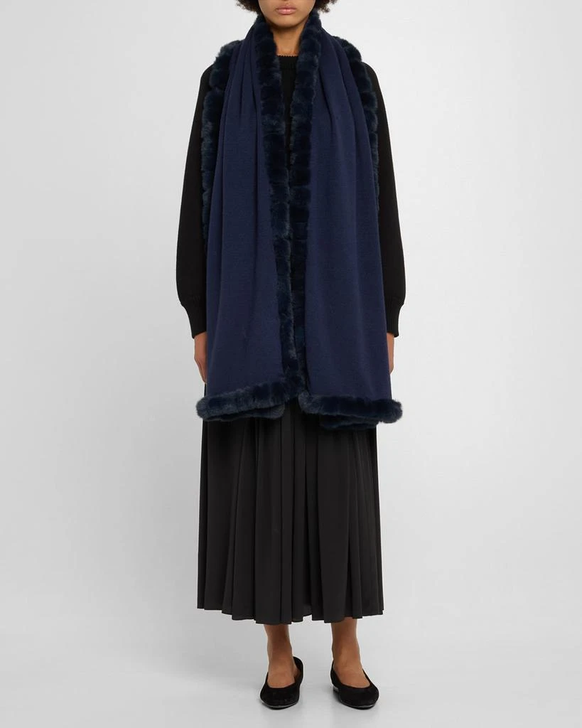 La Fiorentina Solid Wrap with Faux Fur Trim 2