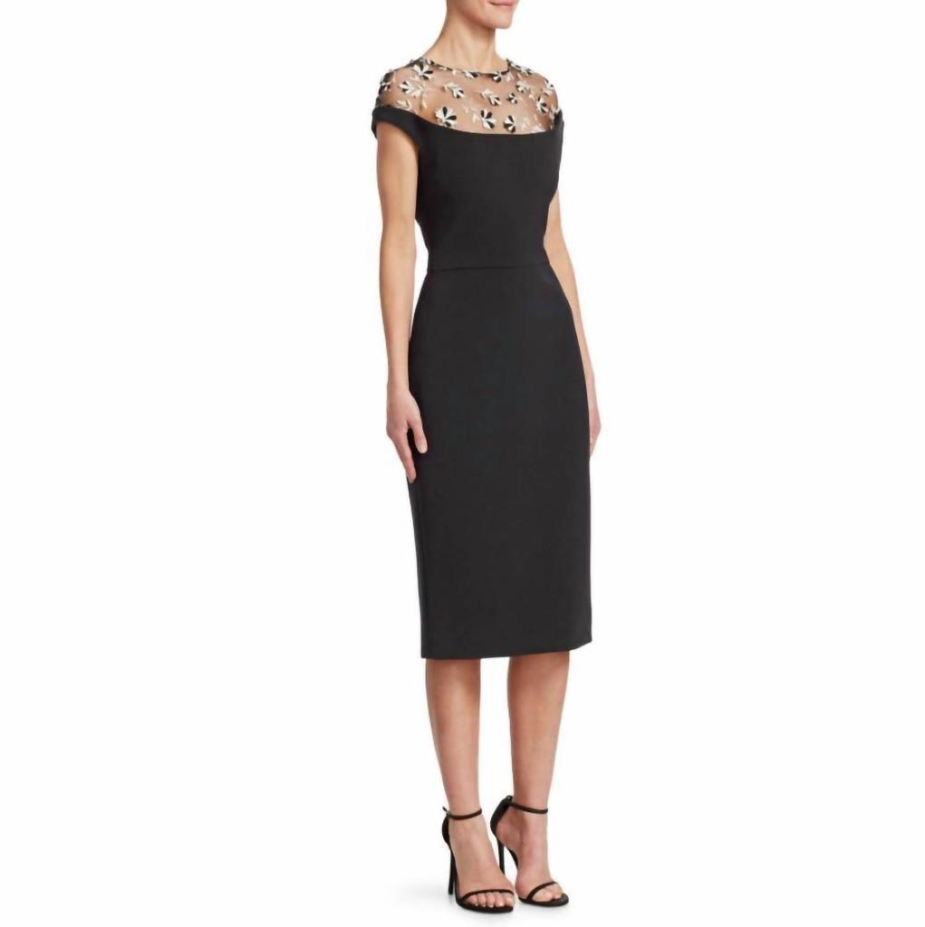 LELA ROSE Lela Rose - Floral-embroidered Tulle Yoke Cocktail Gown