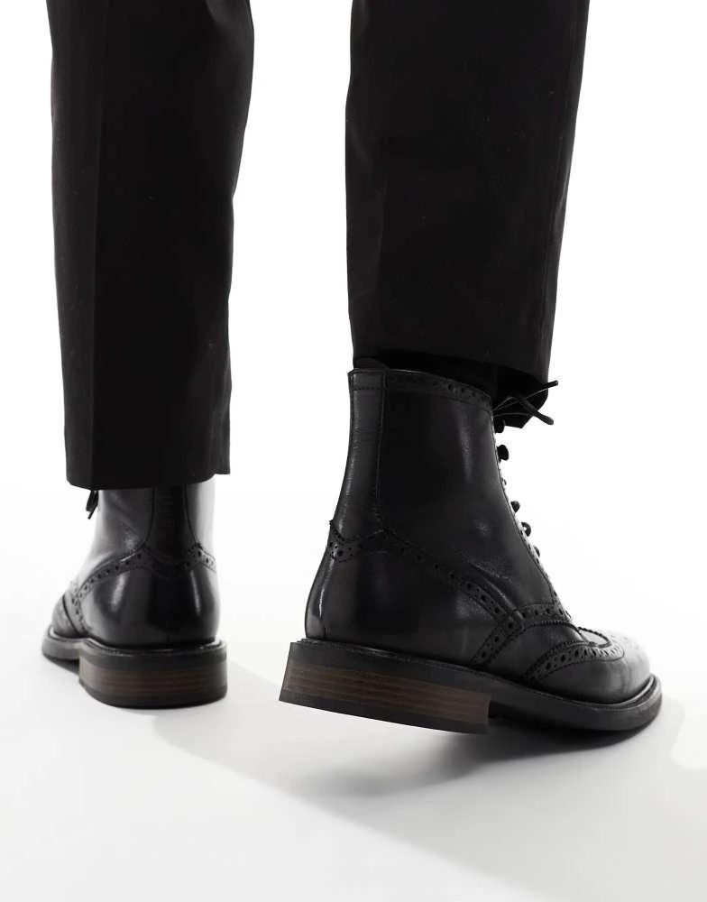 ASOS ASOS DESIGN lace up brogue boots in black leather 3