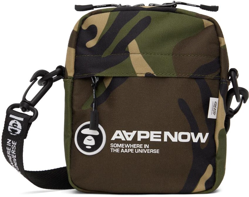 AAPE by A Bathing Ape Green Moonface Patch Camo Crossbody Bag 1