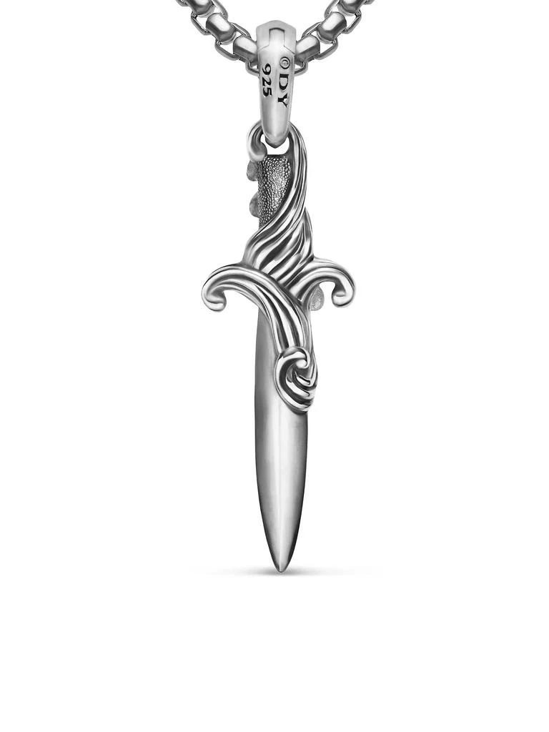 David Yurman Waves Dagger Amulet in Sterling Silver with Black Diamonds, 31MM 5