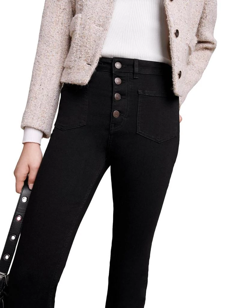 Maje Passion Button Fly Flare Jeans in Black 5
