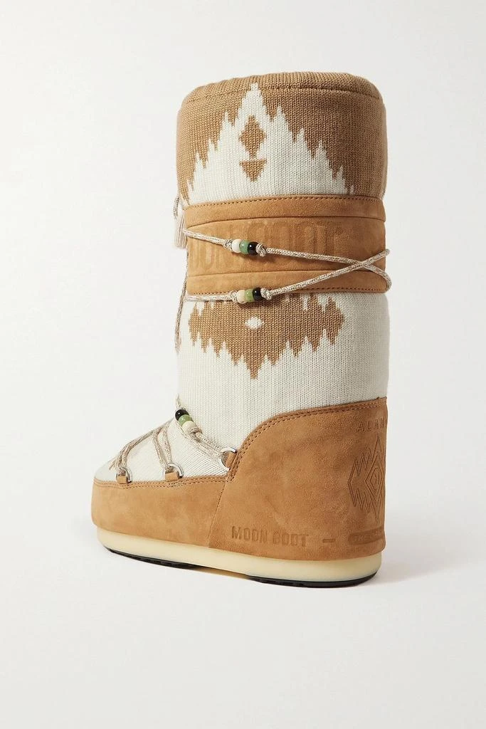 ALANUI X MOON BOOT + Moon Boot embellished wool-jacquard and suede snow boots 3