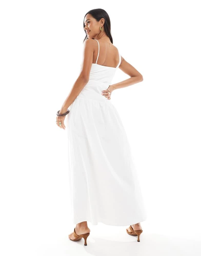 drop waist white linen dress Women's Magic Drop Waist Pleated Linen Ankle Length Dress S/M/L/Customize  White MEAN BLVD main image 0