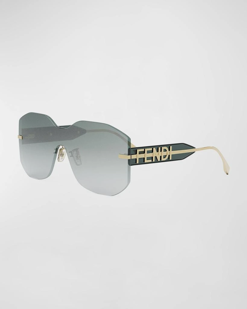 Fendi Fendigraphy Rimless Geometric Nylon & Metal Shield Sunglasses 1