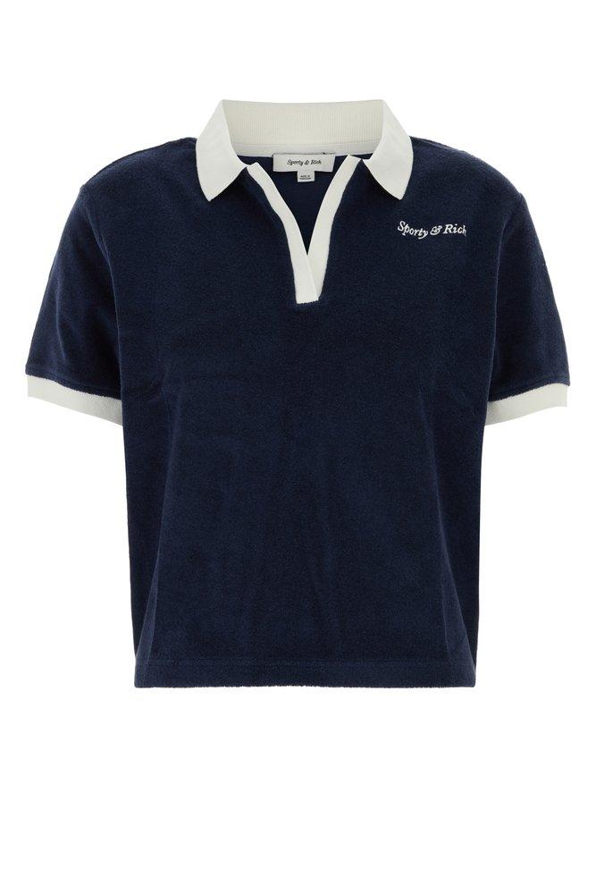 Sporty & Rich Sporty & Rich Logo Detailed Short Sleeved Polo Top