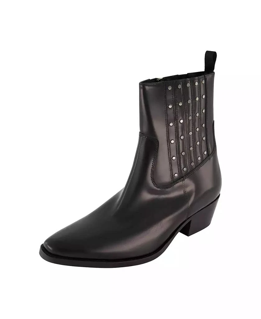 Karl Lagerfeld Paris Men's White Label Leather Studded Cuban Heel Chelsea Boots 1