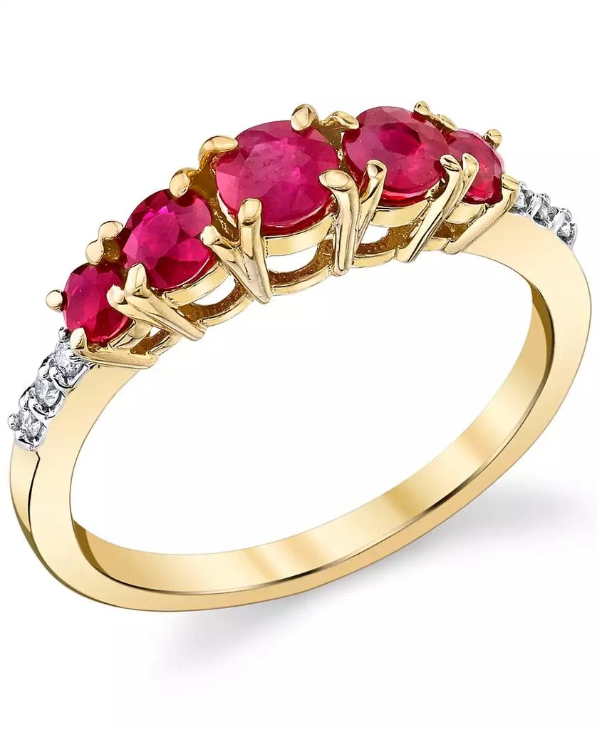 Macy's Ruby (1 ct. t.w.) & Diamond (1/20 ct. t.w.) Graduated Ring in 14k Gold 1
