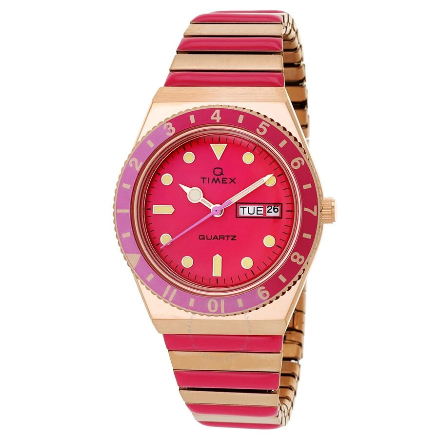 Timex Q Timex Quartz Pink Dial Expansion Band Ladies Watch TW2W41000 1