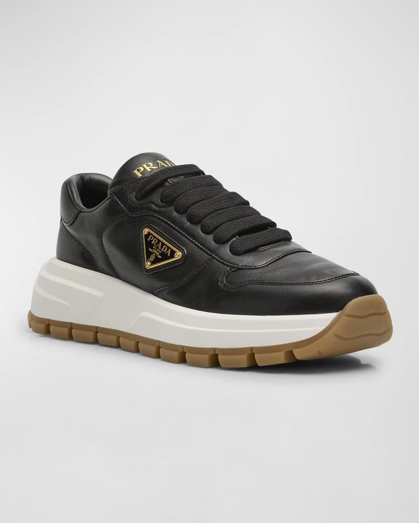 Prada Leather Logo Runner Sneakers 4