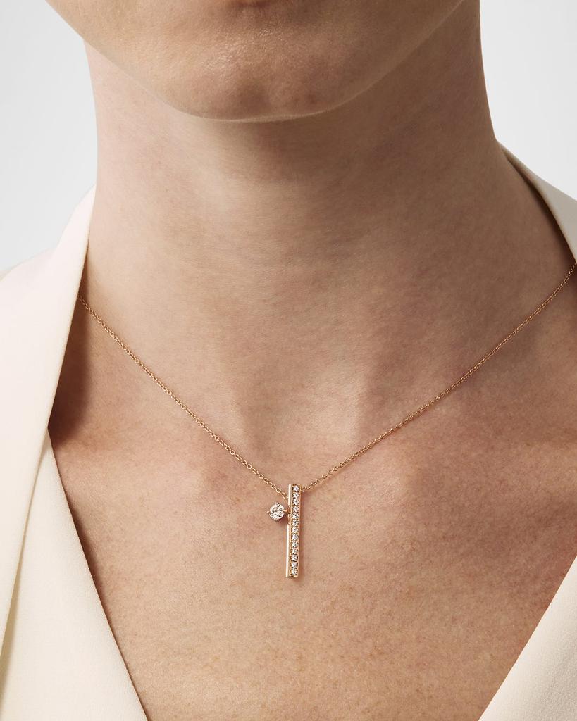 Hearts On Fire 18K Yellow Gold Barre Floating Single Diamond Pave Pendant Necklace