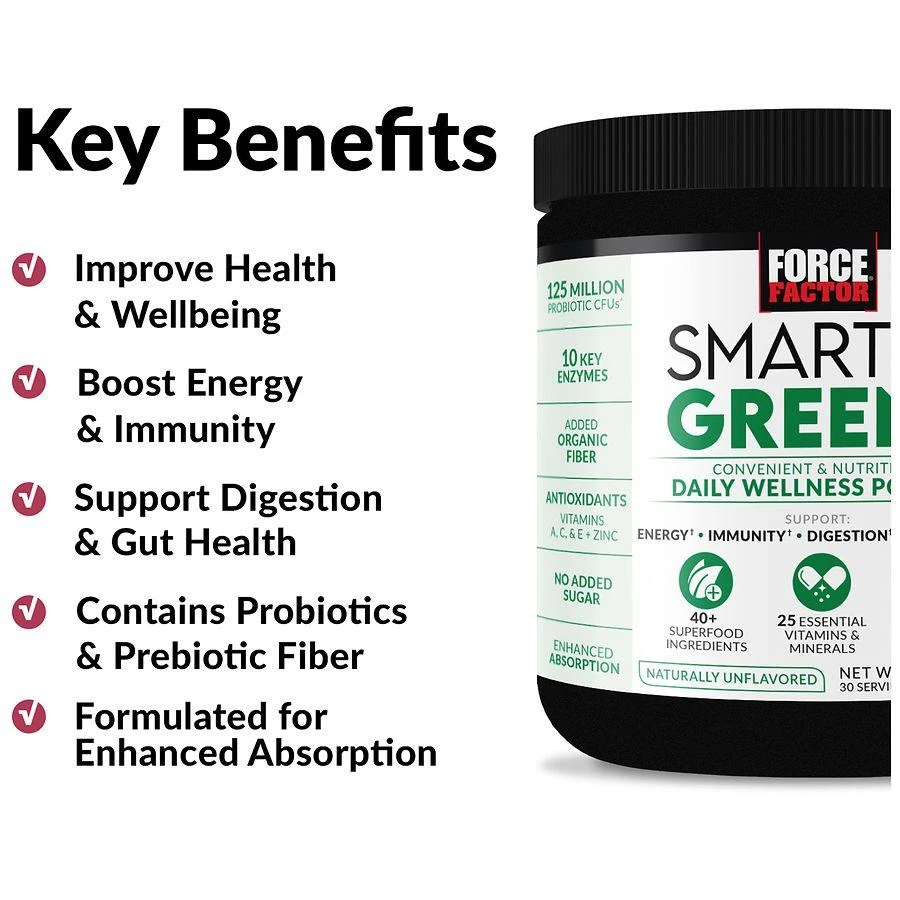Force Factor Smarter Greens Daily Wellness Powder Unflavored 3