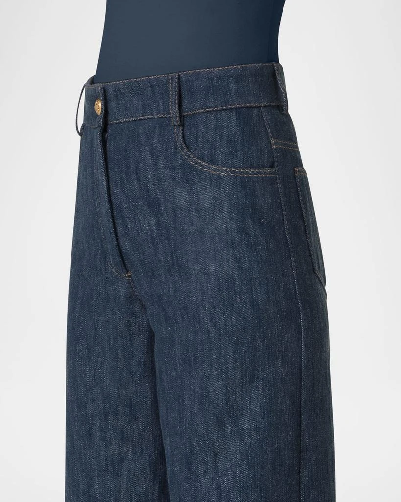Akris Cooper Cotton-Wool Denim Wide-Leg Pants 5